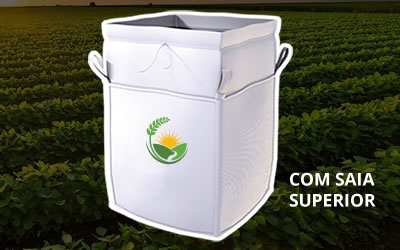 Big Bag com saia na parte superior para entrada de carga e válvula para descarga na parte inferior